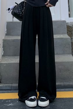 Women's Gray Wide-Leg Pants - Summer Soft Flowy Casual Trousers, Versatile Loose Fit for Effortless Style