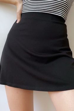 Women's High-Waisted A-Line Black Skirt - Versatile DIY Roman Fabric, Belly-Covering, Slimming Short Skirt