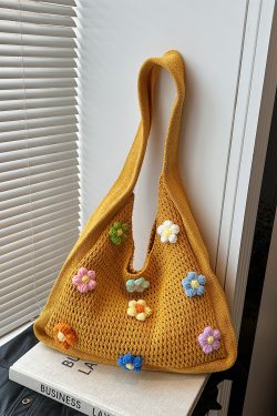 Women's Knitted Yarn Tote Bag - 2025 Trendy Lazy Style Shoulder Bag with Large Capacity for Commuting and Everyday Use