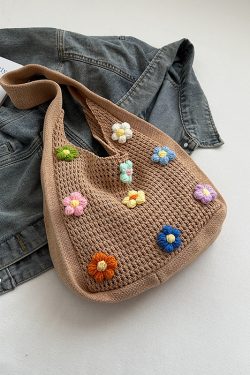 Women's Knitted Yarn Tote Bag - 2025 Trendy Lazy Style Shoulder Bag with Large Capacity for Commuting and Everyday Use