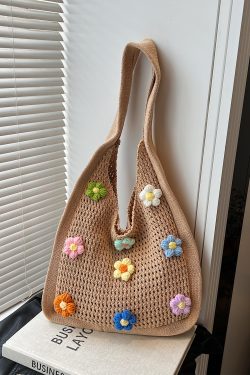 Women's Knitted Yarn Tote Bag - 2025 Trendy Lazy Style Shoulder Bag with Large Capacity for Commuting and Everyday Use