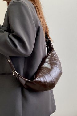 Women's Korean Style Retro Croissant Horn Bag - High-End Dumpling Shoulder Crossbody Small Purse 2025 Fashion Accessory