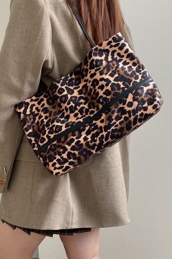 Women's Leopard Print Canvas Tote Bag - Large Capacity Shoulder Handbag for Spring/Summer 2025 - Trendy Niche Design