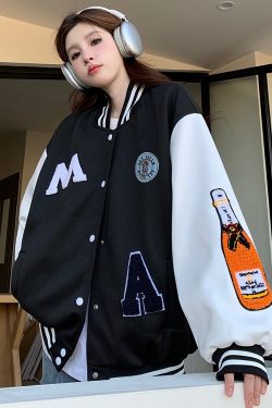 Women's Loose Baseball Jacket - Casual Spring Coat, Versatile Top for Students, Trendy Streetwear Style