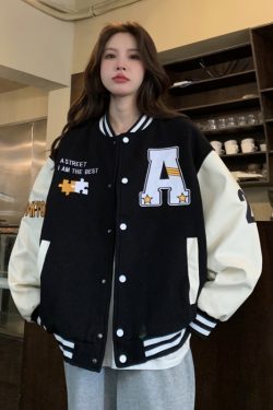 Women's Loose Baseball Jacket - Casual Spring Coat, Versatile Top for Students, Trendy Streetwear Style