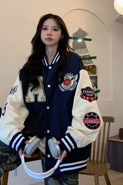 Women's Loose Baseball Jacket - Casual Spring Coat, Versatile Top for Students, Trendy Streetwear Style