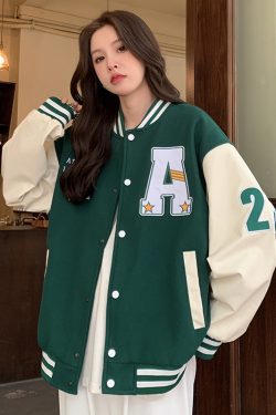 Women's Loose Baseball Jacket - Casual Spring Coat, Versatile Top for Students, Trendy Streetwear Style