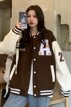 Women's Loose Baseball Jacket - Casual Spring Coat, Versatile Top for Students, Trendy Streetwear Style