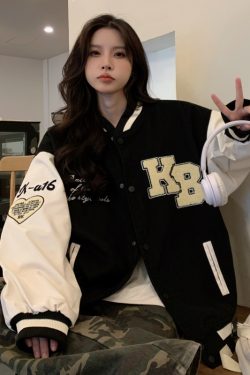 Women's Loose Baseball Jacket - Casual Spring Coat, Versatile Top for Students, Trendy Streetwear Style