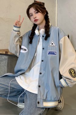 Women's Loose Baseball Jacket - Casual Spring Coat, Versatile Top for Students, Trendy Streetwear Style