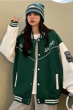 Women's Loose Baseball Jacket - Casual Spring Coat, Versatile Top for Students, Trendy Streetwear Style