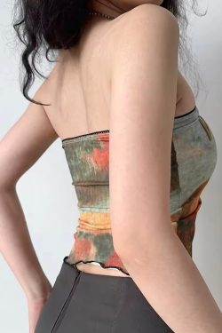 Women's Off-Shoulder Strapless Top - European and American Style Short Printed Wrap Vest for Hot Girl Look