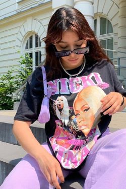 Women’s Oversized Black T-Shirt - American Retro Design, Summer Short Sleeve Top, High Street European Style