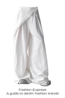 Women's Retro High-Waisted Slim Straight Casual Wide-Leg Pants with Back Flap - American Street Style for Spring and Autumn