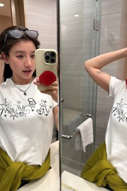 Women's Round Neck Printed Short Sleeve T-Shirt - Casual Loose Fit Summer Top, Versatile Style for Everyday Wear