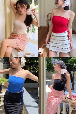 Women's Strapless Drawstring Top with Removable Chest Pad - Waist-Cinching, Slimming Design for a Chic Look