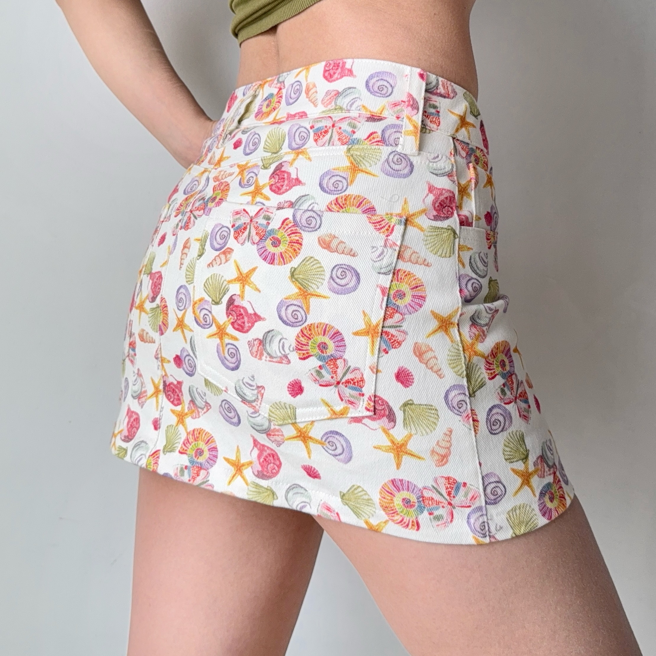 Women's Summer Fun Shell Print Half Skirt - DIY European American Style Anti-Exposure Short Skirt Pants Women's Summer Fun Shell Print Half Skirt - DIY European American Style Anti-Exposure Short Skirt Pants