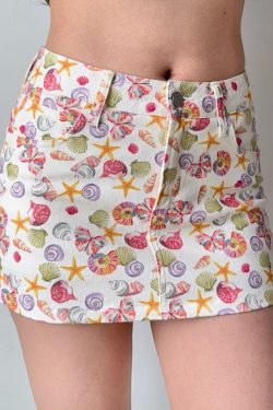 Women's Summer Fun Shell Print Half Skirt - DIY European American Style Anti-Exposure Short Skirt Pants