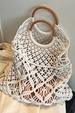 Women's Summer Hollow Woven Tote Bag - Large Capacity Net Straw Beach Vacation Bag 2025