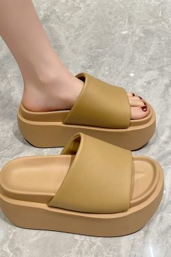 Women's Summer Open-Toe Casual Beach Wedge Slippers - Thick-Soled Height-Increasing Outdoor Shoes for Vacation Style