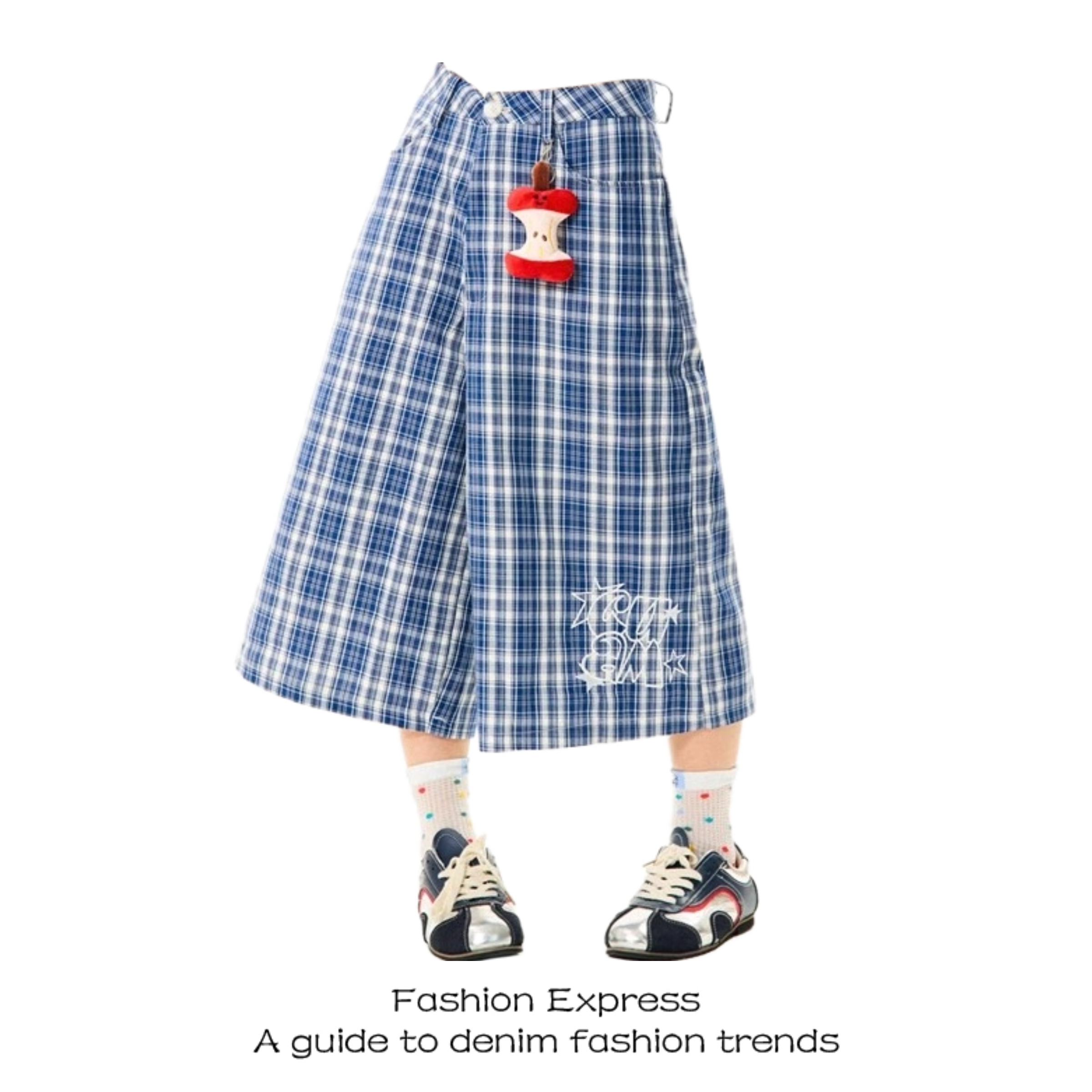 Women's Summer Wide-Leg Shorts - Japanese Retro Plaid Embroidered Loose Straight Fit Casual Seven-Point Pants Women's Summer Wide-Leg Shorts - Japanese Retro Plaid Embroidered Loose Straight Fit Casual Seven-Point Pants