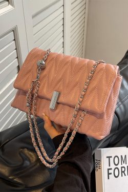 Women's Textured Embroidered Shoulder Bag - Versatile Summer Chain Crossbody Bag for High-End Style 2025