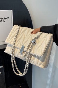 Women's Textured Embroidered Shoulder Bag - Versatile Summer Chain Crossbody Bag for High-End Style 2025