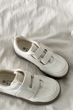 Women's Velcro Training White Shoes - Versatile Chic Soft-Soled Ugly-Cute Sneakers for Casual Sports Style