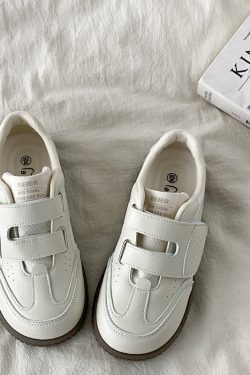 Women's Velcro Training White Shoes - Versatile Chic Soft-Soled Ugly-Cute Sneakers for Casual Sports Style