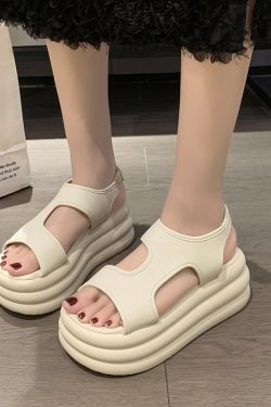 Women's Versatile Open-Toe Thick-Soled Cross-Strap Beach Sandals 2025 Summer Roman Style Soft Sole Elastic Band Footwear