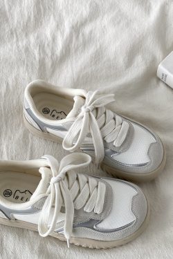 Women's Versatile White Sneakers - Chic Spring 2025 Casual Sports Shoes for Students, Trendy & Comfortable