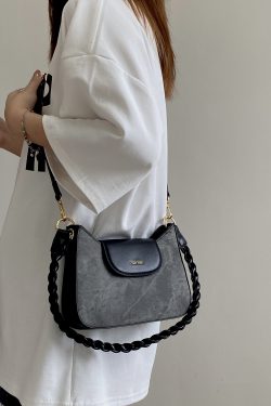 Women's Vintage Color-Block Underarm Bag - Versatile High-End Shoulder Crossbody Handheld Small Bag for 90s and Y2K Style