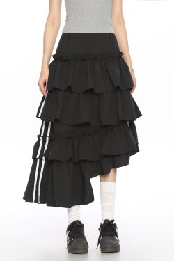 Women's Vintage Irregular Striped Color Block Half Skirt - Loose Fit Summer Style for 90s and Y2K Inspired Fashion