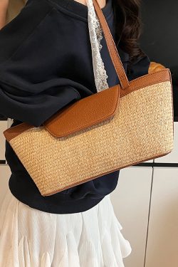 Women’s Woven Shoulder Bag - Casual Large Capacity for Spring/Summer 2025 Fashion
