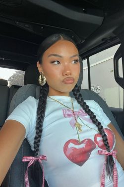 Y2K American Retro Cherry Print Off-Shoulder Short Sleeve Crop Top for Women, Slim Fit, Trendy Fashion Statement