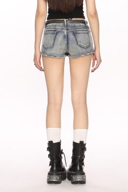 Y2K American Retro Distressed Ultra-Short Denim Skirt for Women - Summer Bodycon Sexy Slim Fit with Lining