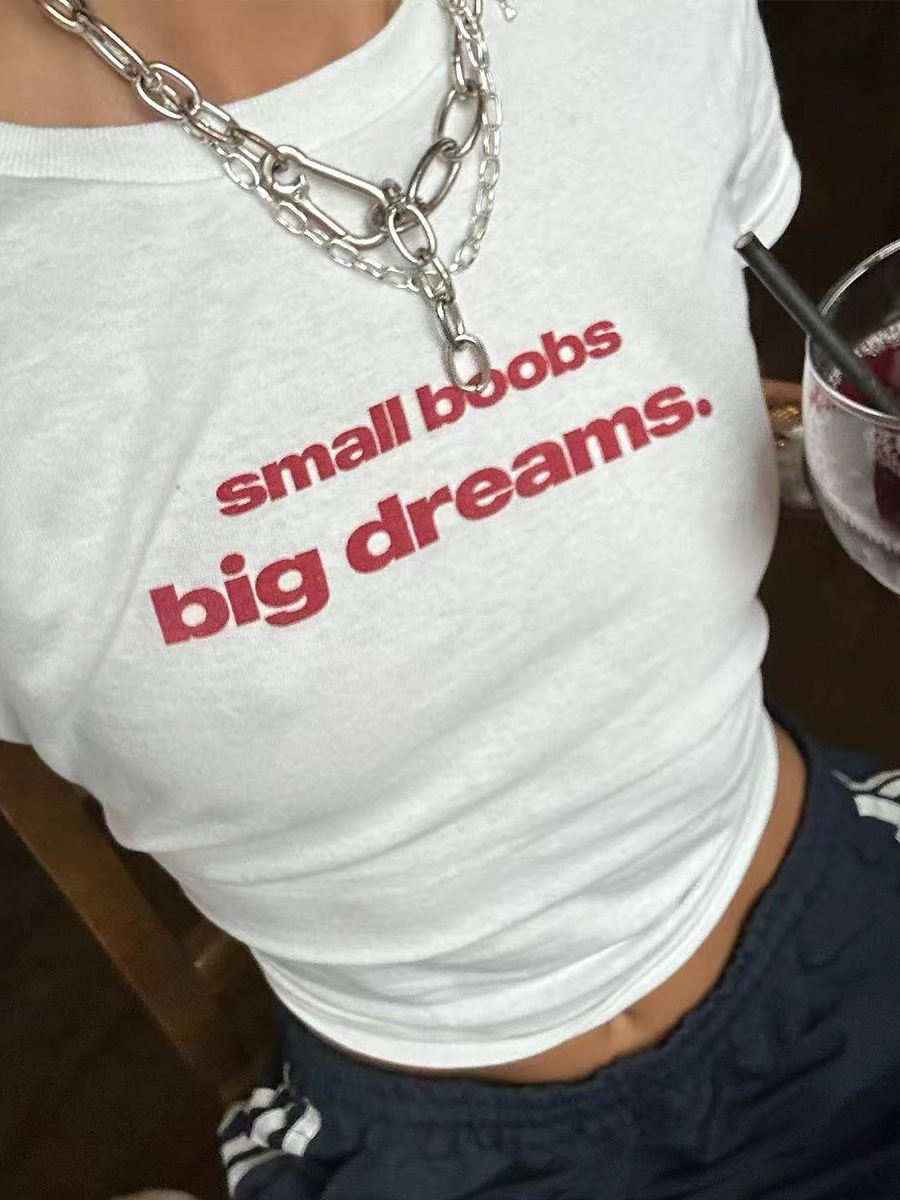 Y2K American Retro Letter Print Short Crop Short-Sleeve T-Shirt for Women, Off-Shoulder Slim Fit Sweet and Spicy Top Y2K American Retro Letter Print Short Crop Short-Sleeve T-Shirt for Women, Off-Shoulder Slim Fit Sweet and Spicy Top