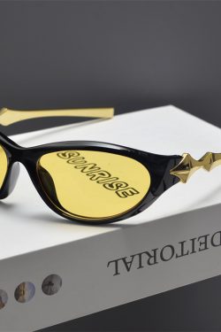 Y2K Futuristic Star-Decorated Sunglasses for Men and Women, Trendy Retro Punk Hip-Hop Cycling Eyewear
