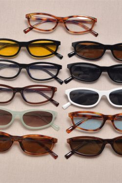 Y2K Futuristic Ultra-Narrow Frame Small Face Sunglasses for Men & Women - Hip-Hop Street Style Small Square Cat-Eye Design