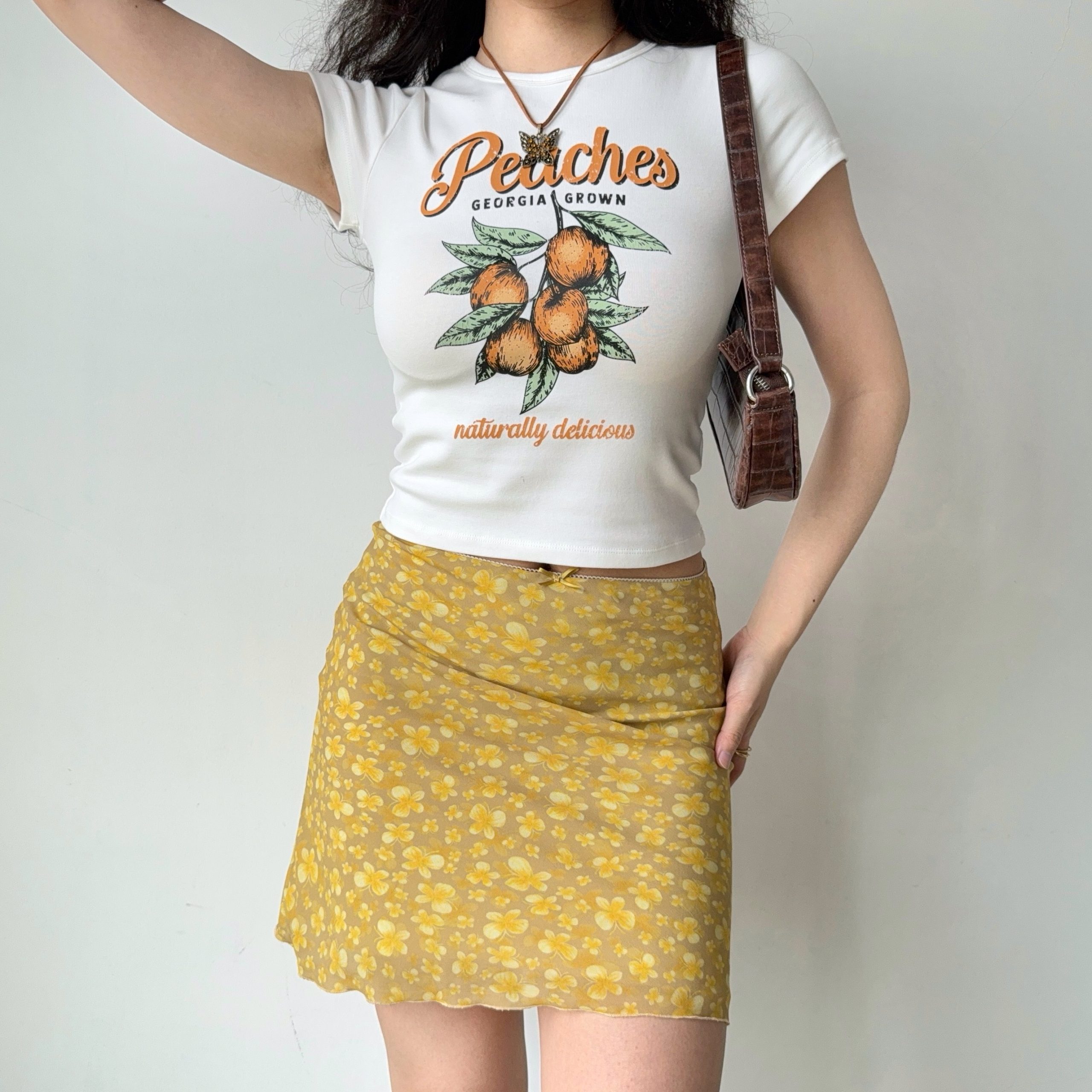 Yellow Butterfly Print A-Line Midi Skirt for Women - Vintage DIY Summer Style Short Skirt, Perfect for Y2K and Casual Outfits Yellow Butterfly Print A-Line Midi Skirt for Women - Vintage DIY Summer Style Short Skirt, Perfect for Y2K and Casual Outfits