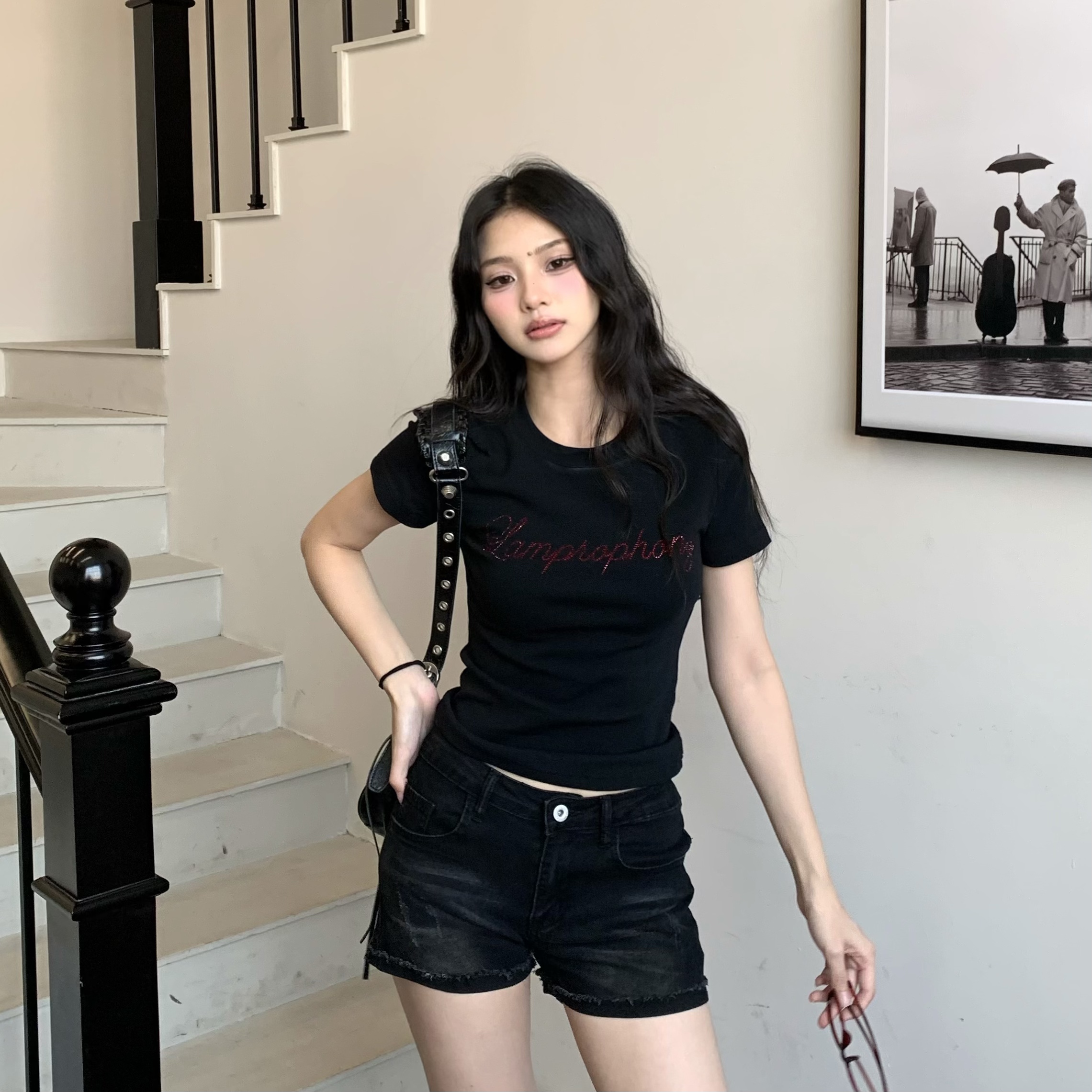 Yellow Letter Rhinestone Short Sleeve Off-Shoulder Crop Top for Women - Summer Slim Fit Hot Girl Style, 90s Inspired Fashion Yellow Letter Rhinestone Short Sleeve Off-Shoulder Crop Top for Women - Summer Slim Fit Hot Girl Style, 90s Inspired Fashion