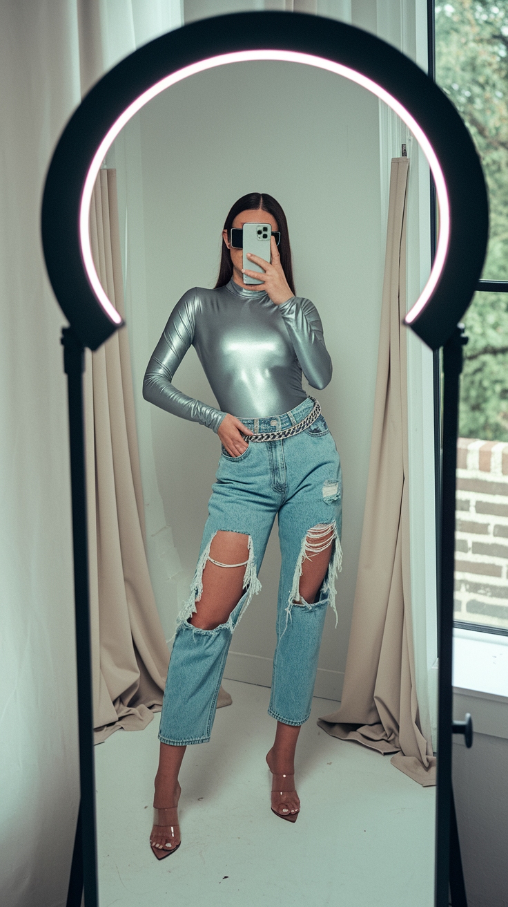 Metallic Baddie Outfit: Shine Bright and Stand Out outfit idea