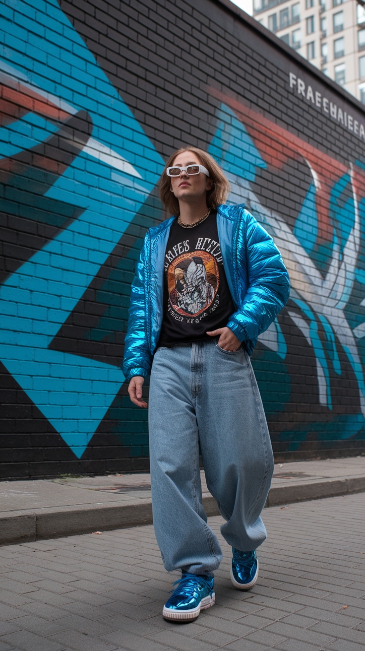 Stepping Out in Metallic Blue Shoes Outfit Trends outfit idea