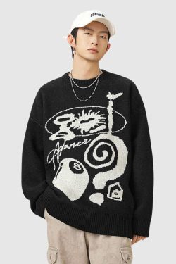 Style Core Aesthetics, New Style Trends Abstract Graphic Knit Sweater