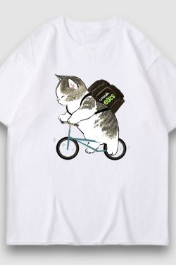 Style Core Aesthetics, New Style Trends Adorable Cat Cartoon Print Tee