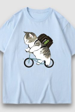Style Core Aesthetics, New Style Trends Adorable Cat Cartoon Print Tee