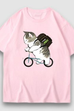 Style Core Aesthetics, New Style Trends Adorable Cat Cartoon Print Tee