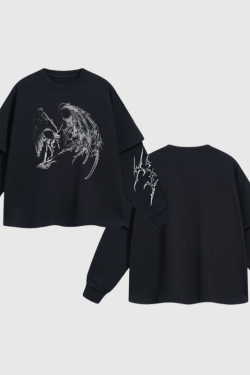 Style Core Aesthetics, New Style Trends Angel and Thorn Graphic Cotton Sweatshirt