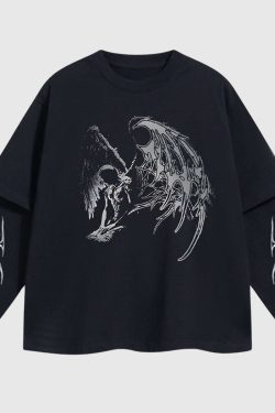 Style Core Aesthetics, New Style Trends Angel and Thorn Graphic Cotton Sweatshirt