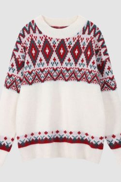 Style Core Aesthetics, New Style Trends Argyle Pattern Jacquard Sweater